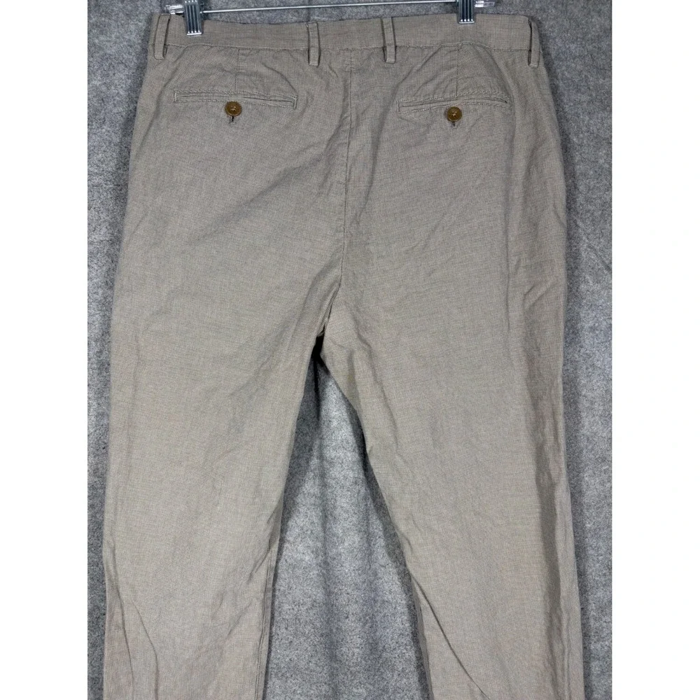 Banana Republic Kentfield Pant Mens 34x30 Tan Micro Houndstooth Chino Trousers